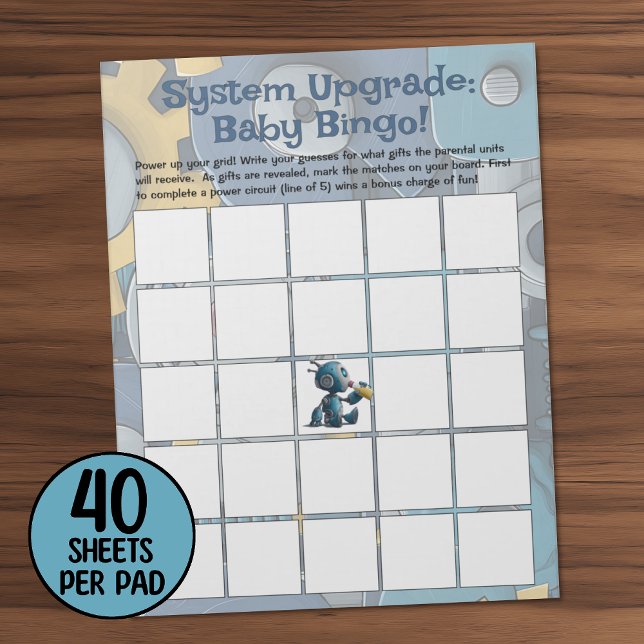Bloco De Notas Jogo de Bingo para Chá de Bebê Robô (Criador carregado)