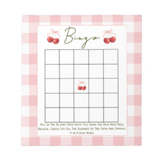 Bloco De Notas Jogo de chá de bebê Bingo Cherry Sweet
