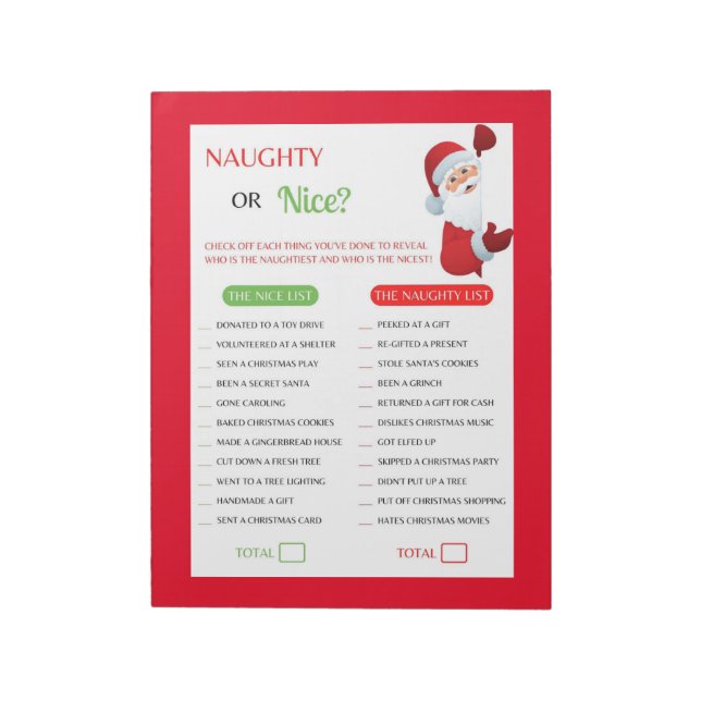 Bloco De Notas Jogo de Natal Mal ou Bem Comportado (Invertido)