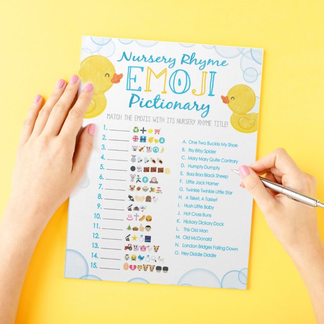 Bloco De Notas Jogo do Chá Rhyme Rhyme de Rubber Duck Emoji Nurse (Nursery Rhyme Emoji Pictionary Watercolor Rubber Duck Baby Shower Game Pack of 40 Answer Sheets)
