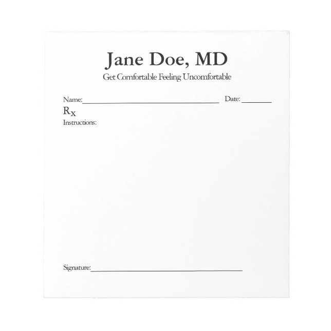 Bloco De Notas Joke prescription pad - 5.5" x 6" Notepad (Frente)
