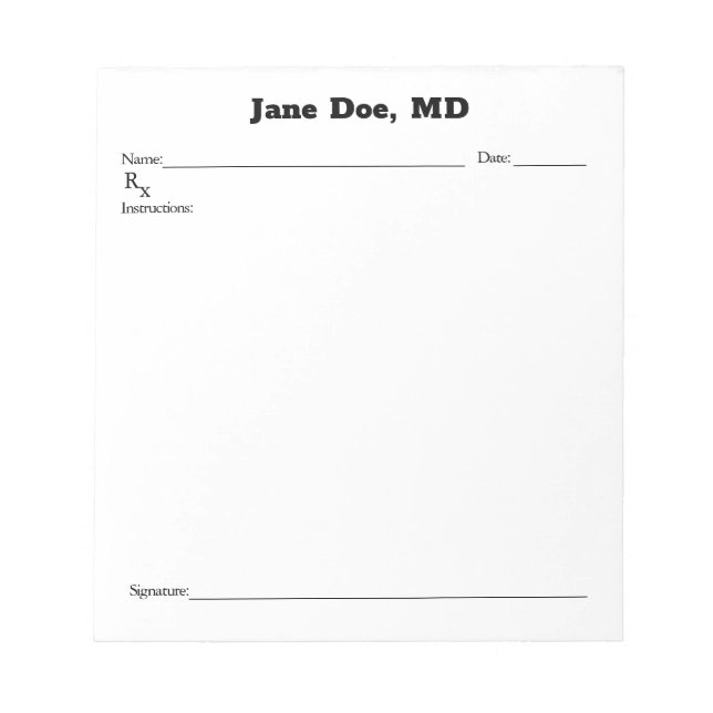 Bloco De Notas Joke prescription pad - 5.5" x 6" Notepad (Frente)