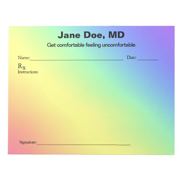 Bloco De Notas Joke prescription rainbow - 11" x 8.5" Notepad (Frente)