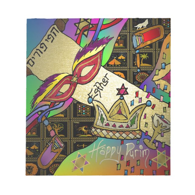 Bloco De Notas Judaica Purim Celebração da Éter Art Impressão (Frente)