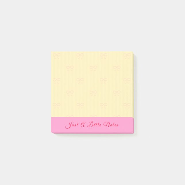 Bloco De Notas Just A Little Note Pink Bow Watermark On Yellow (Frente)