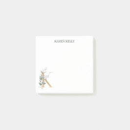 Bloco De Notas K Monograma Notas Florais