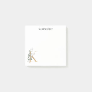 Bloco De Notas K Monograma Notas Florais