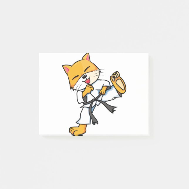 Bloco De Notas Karate Cat Cartoon Engraçado (Frente)