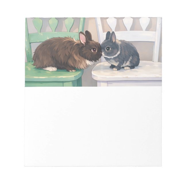 Bloco De Notas Kawaii Anime Two Bunnies 8.5x11 Notepad Rabbit Art (Frente)