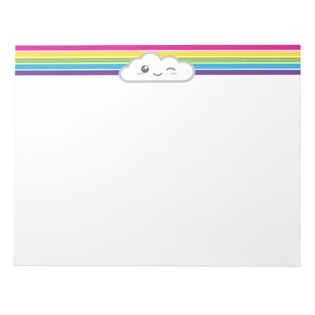 Bloco De Notas Kawaii Cloud e Rainbow Notepad (Frente)