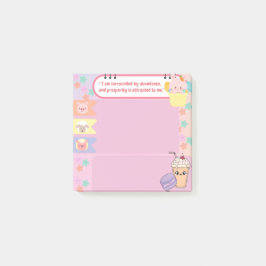 Bloco De Notas Kawaii Cute Motivational, Rosa e Roxo