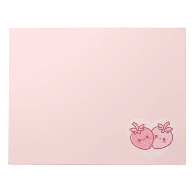 Bloco De Notas Kawaii Namorados Rosa Morangos (Frente)