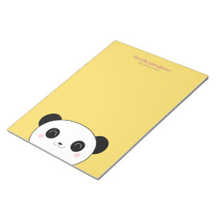 Bloco De Notas Kawaii Panda em amarelo