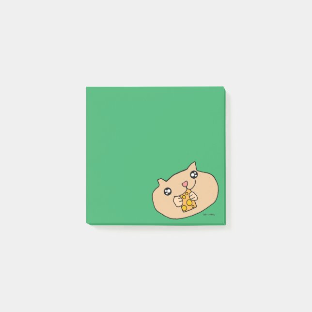 Bloco De Notas Kawaii Pet Hamster Animal Green Sticky (Frente)