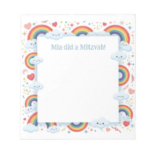 Bloco De Notas Kawaii Rainbows Personalizou Mitzvah Notas Notepad