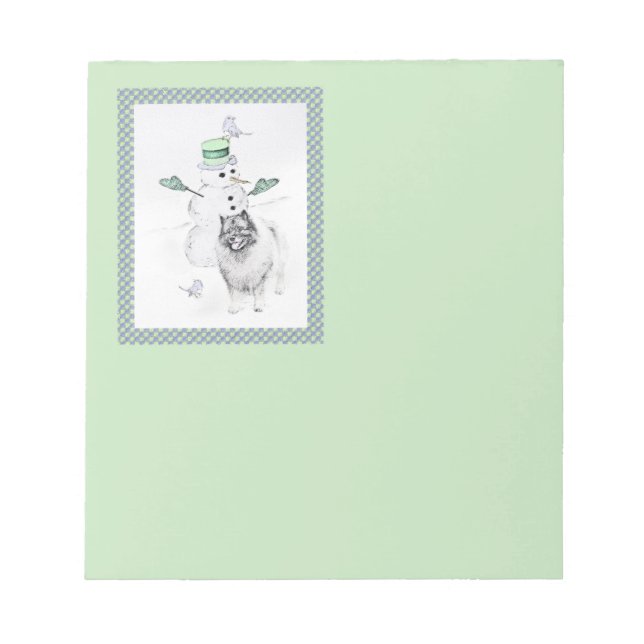 Bloco De Notas Keeshond Christmas Snowman Pinting Art (Frente)