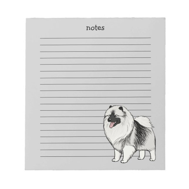 Bloco De Notas Keeshond com texto personalizável (Frente)