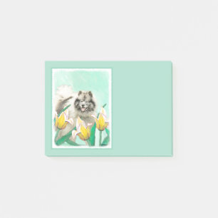 Bloco De Notas Keeshond em Tulips pintando lindas artes caninas o