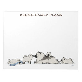 Bloco De Notas Keeshond Família com Meia Azul