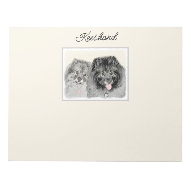 Bloco De Notas Keeshond Graphics Keeshond Mãe e Filho (Frente)
