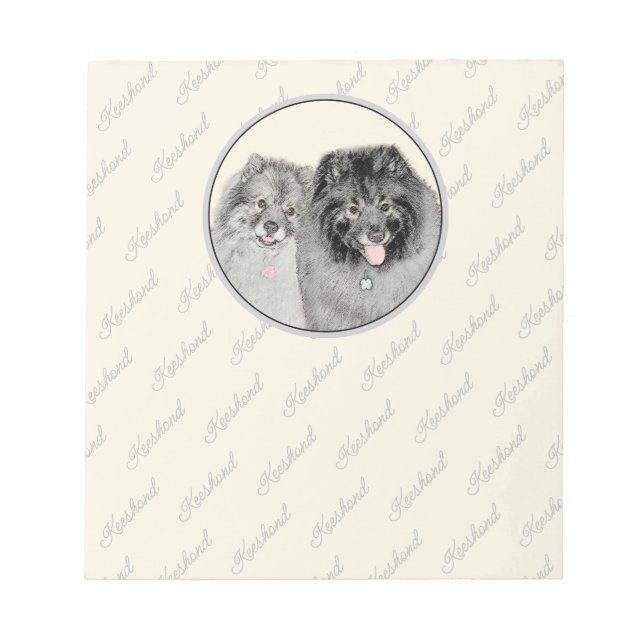 Bloco De Notas Keeshond Graphics Keeshond Mãe e Filho Notepad (Frente)