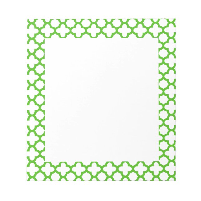 Bloco De Notas Kelly Green Quatrefoil Pattern (Frente)