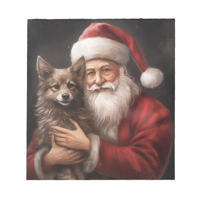 Bloco De Notas Kelpie australiano com Natal do Papai Noel (Frente)