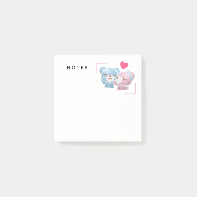 Bloco De Notas Kissing Bears Cute e Kawaii (Frente)