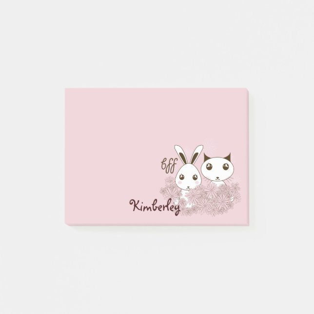 Bloco De Notas Kit de Coelhinho Fofinho Amigos Animais Rosa Menin (Frente)