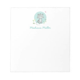 Bloco De Notas Kitten Floral Personalizado Notepad