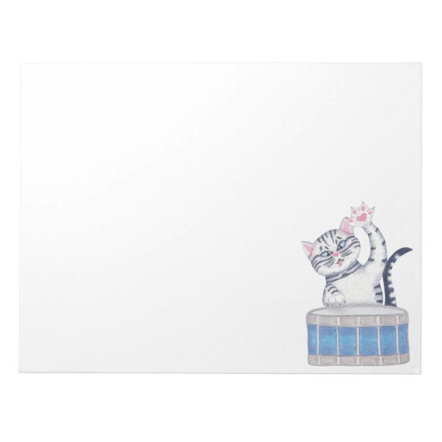 Bloco De Notas Kitten tocando um tambor (Frente)