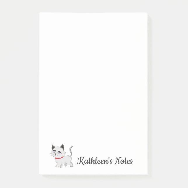 Bloco De Notas Kitty Cat Love Notes | Personalizar texto | Gato b (Frente)