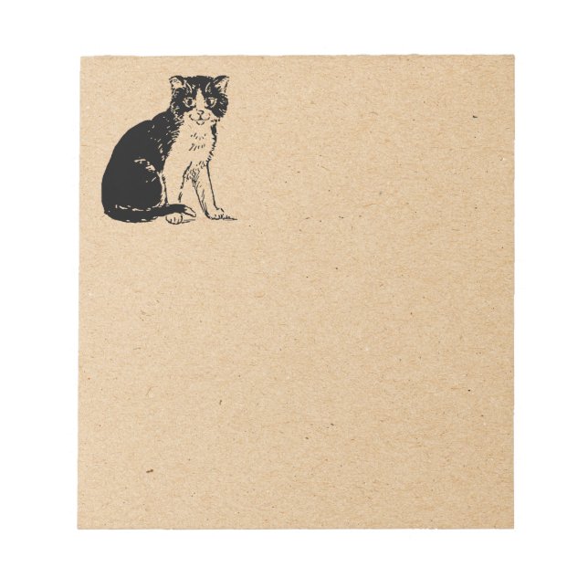 Bloco De Notas Kitty Cat on Brown Paper Fine Art (Frente)