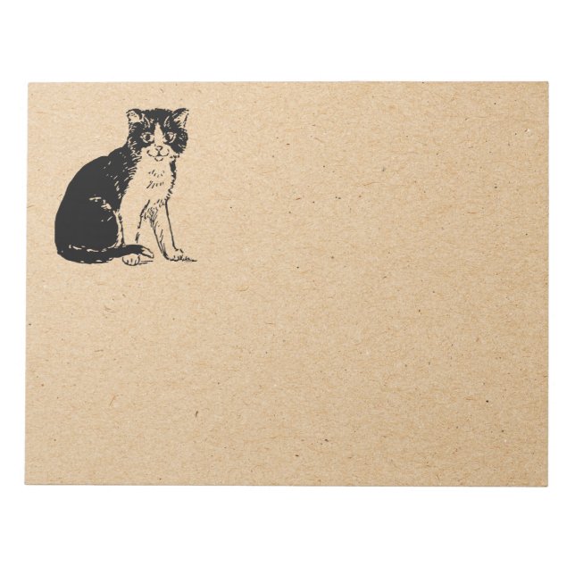 Bloco De Notas Kitty Cat on Brown Paper Fine Art (Frente)