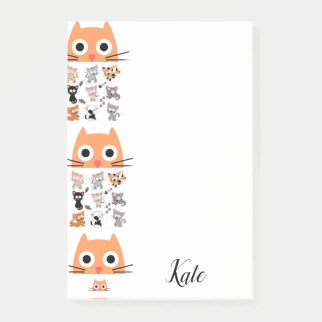 Bloco De Notas Kitty Post-it Notes Gatinho Caprichoso (Frente)