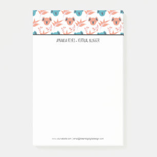 Bloco De Notas Koala bonito moderno e flores florais