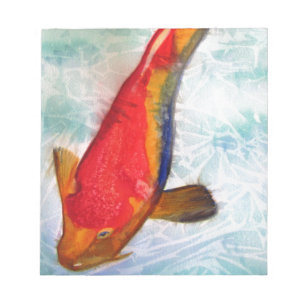 Bloco De Notas Kohaku Koi peixe japonês arte aquarela