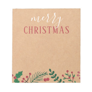 Bloco De Notas Kraft, Holly & Pine Feliz Natal