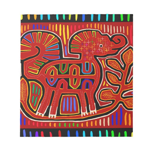 Bloco De Notas Kuna Indian Baby Elephant - Mola Folk Art (Frente)