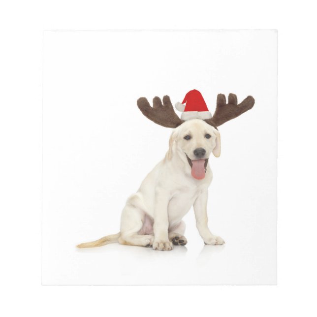 Bloco De Notas Lab Puppy Vestindo Antlers (Frente)