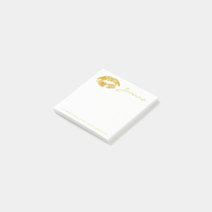 Bloco De Notas Lábios Brilhantes Dourados