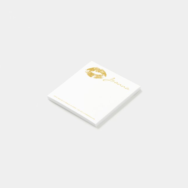 Bloco De Notas Lábios Brilhantes Dourados (Inclinado)