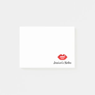 Bloco De Notas Lábios de pixel vermelho personalizados beijam no