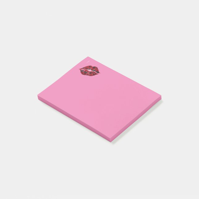 Bloco De Notas Lábios Vermelhos notas adesivas Rosa (Inclinado)