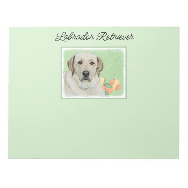 Bloco De Notas Labrador Amarelo - Impressão de Retriever e Tênis (Frente)