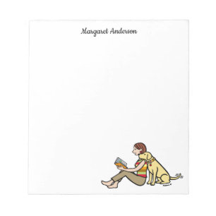 Bloco De Notas Labrador Amarelo Personalizado e Leitura da Mãe