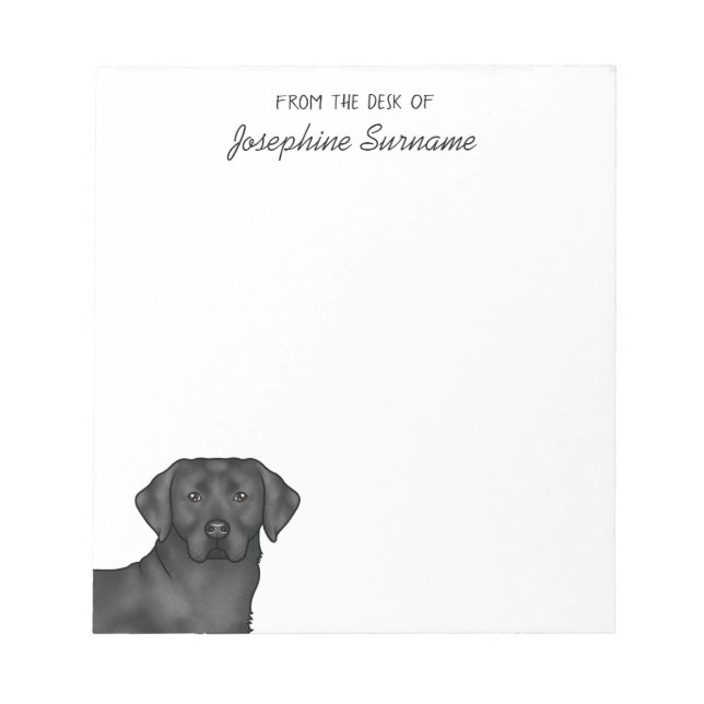 Bloco De Notas Labrador Retriever Lab Preto Personalizado Nome (Frente)