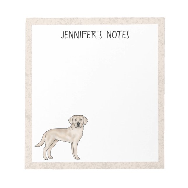 Bloco De Notas Labrador Retriever Labrador Creme com Nome Persona (Frente)