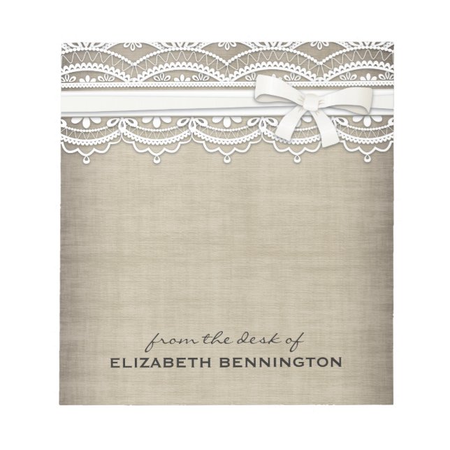 Bloco De Notas Lace E Burlap Russos Personalizados Para Fazer Blo (Frente)