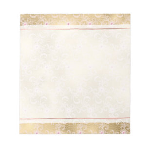 Bloco De Notas Lace Floral Dourado e rosa elegante